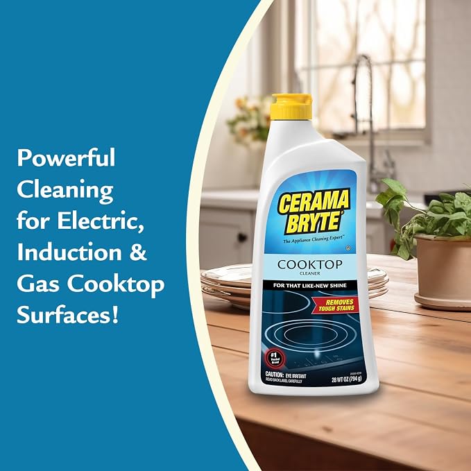 Cerama Bryte Removes Tough Stains Cooktop and Stove Top Cleaner for Glass - Ceramic Surfaces, 6-28 oz