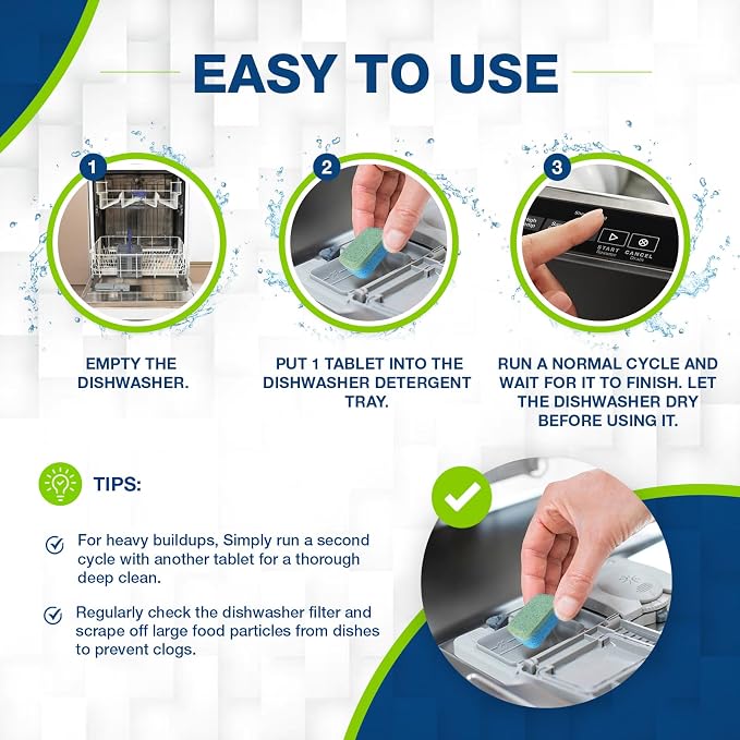 72 Tablets Combo Pack – 48 Dishwasher & Washing Machine Cleaner Tablets + 24 Garbage Disposal Cleaner & Deodorizer Tablets- Removes Limescale, Buildups and mineral deposits