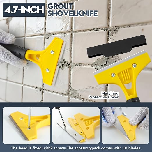 33 Pack Grout Removal Tool Kit, Tile & Caulk Remover Tools with Grout Saws, Scrapers & Blades - Ideal for Floor Tile Grout Cleaning, Bath & Shower