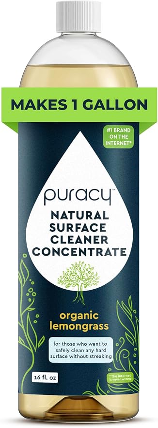 Puracy All Purpose Cleaner Concentrate – Plant-Powered Multi-Surface Cleaner - Surface Cleaner Solution As Seen on TikTok (Organic Lemongrass, 16 fl oz, 1 Pack)