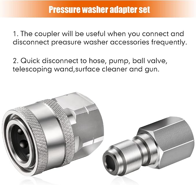 4 Sets NPT 1/4 Inch Pressure Washer Coupler Quick Connect Plug Male Female 1/4 Quick Connect Fittings Pressure Washer Adapters Accessories(Internal Thread)