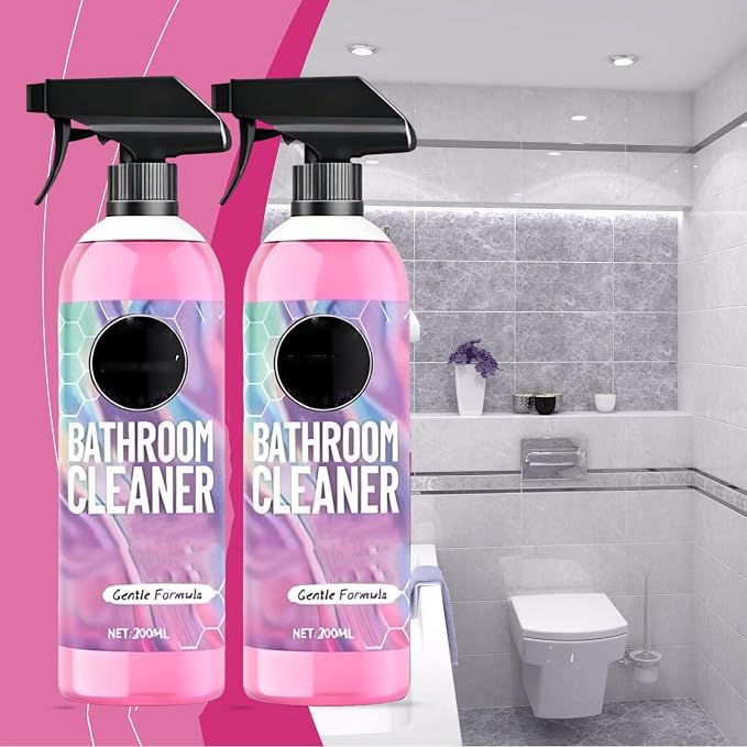 Quatrel Gefanly Bathroom Cleaner, Powerful Pink Bathroom Descaler Cleaner Foam Spray, All Purpose Hard Water Stain Remover, Gentle Formula, for Tub Floor Tile, Shower, Toilet, Bathtub, Glass