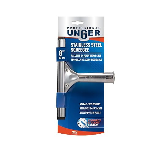 Unger Professional Stainless Steel Heavy-Duty Squeegee, 12", Silver