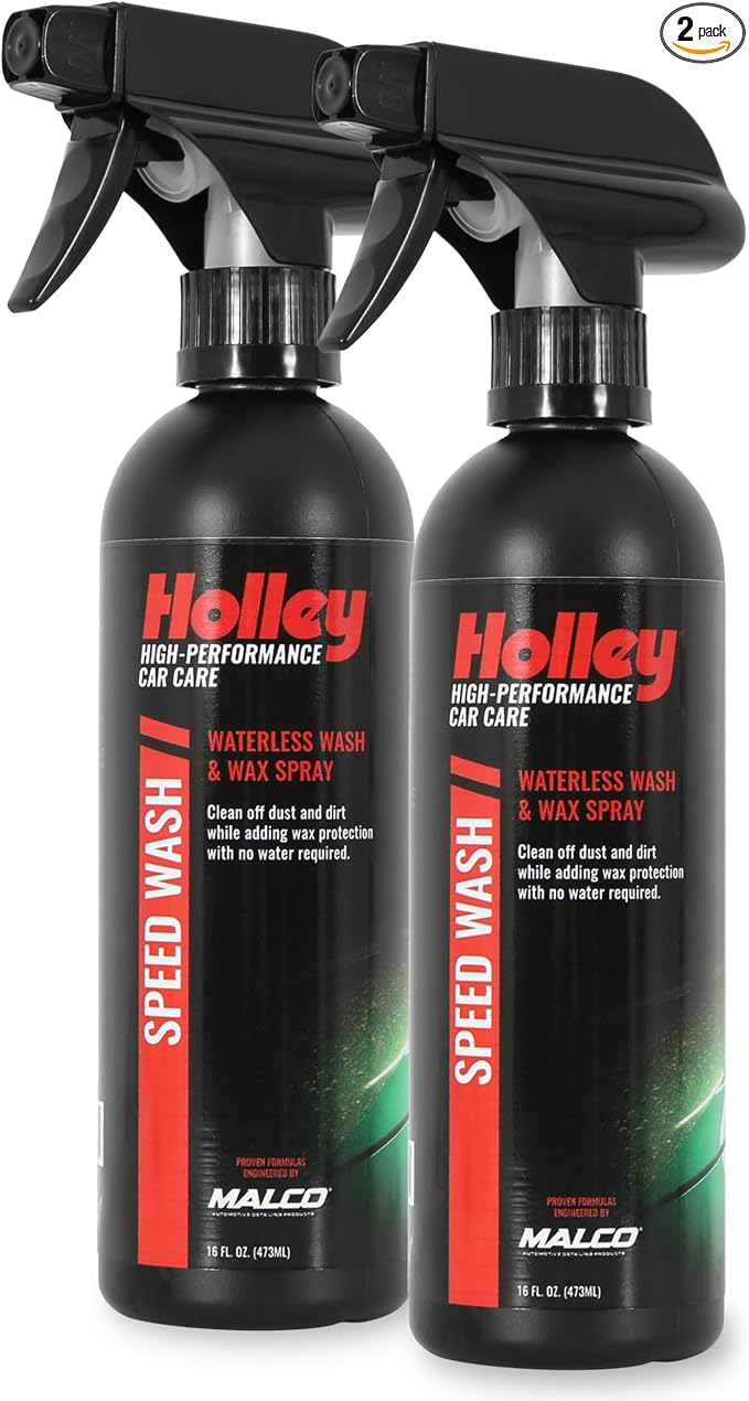 Holley Speed Wash - Waterless Wash & Wax Spray - High-Performance Car Care, Exterior Cleaning Solution with Carnauba Wax - Works on All Surfaces, for All Car Types - 16 oz. (2 Pack)