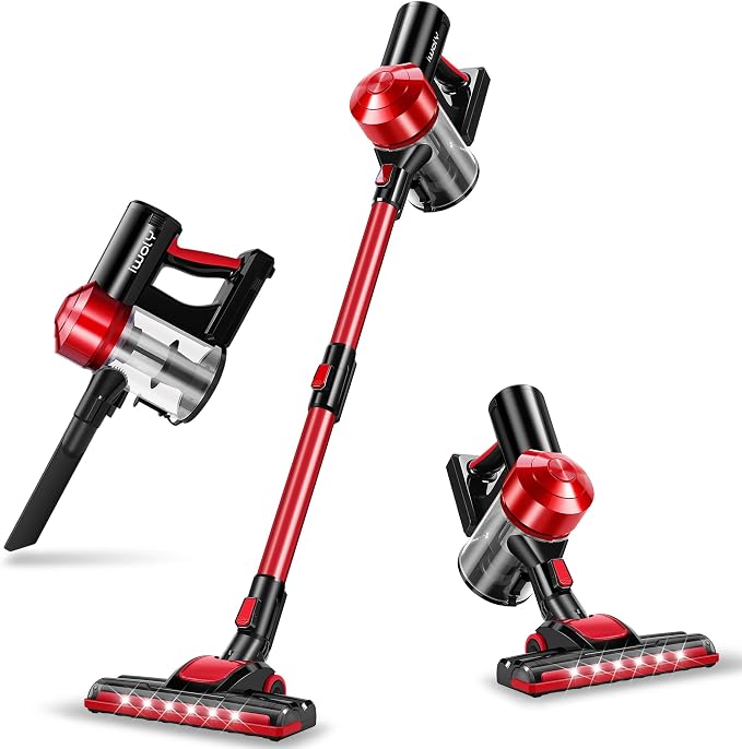 iwoly C150 Cordless Vacuum Cleaner with 2200mAh Rechargeable Battery, 18000Pa Cyclone Vacuum with HEPA Filter, Lightweight Portable Handheld Stick Vacuum for Home Hard Floor Car Cleaning