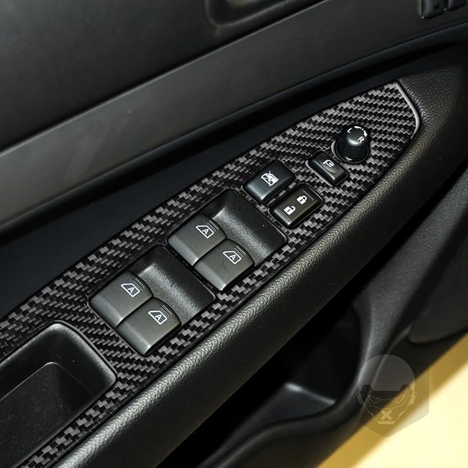 Real Carbon Fiber Trim for Infiniti Accessories | for G37 G25 Q60 Q40 X S Sedan 2008-2015 Window Lift Switch Panel Cover Interior Thick Overlay Decal - A