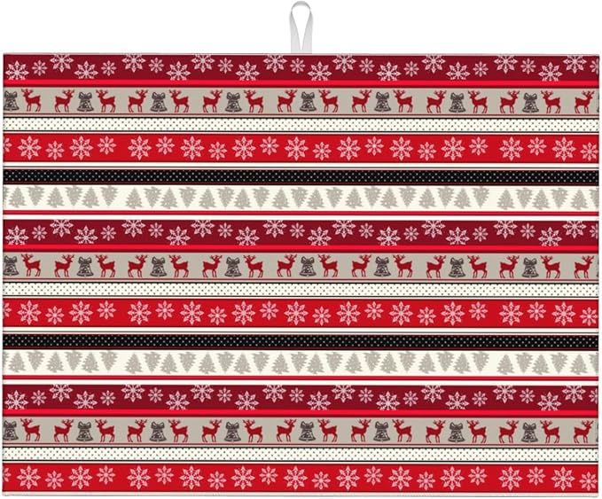 Christmas Dish Drying Mat for Kitchen Counter Cute Kitchen Christmas Dish Mat Microfiber Kitchen Countertop Absorbent Reversible Drainer Rack Pad