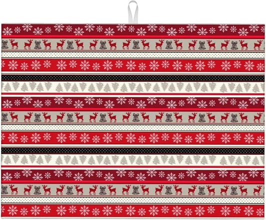 Christmas Dish Drying Mat for Kitchen Counter Cute Kitchen Christmas Dish Mat Microfiber Kitchen Countertop Absorbent Reversible Drainer Rack Pad
