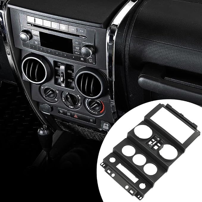 DOTCOM Center Dash Bezel Trim Fit Jeep Wrangler 2007-2010 Black | Dashboard Instrument Panel Center Bezel Trim,Dash Center Cover