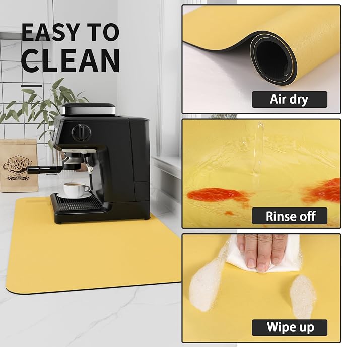 HotLive Coffee Mat - Absorbent Hide Stain Rubber Backed Dish Drying Mat for Kitchen Counter - Bar Mats for Countertops Accessories Fit Under Coffee Maker Espresso Machine