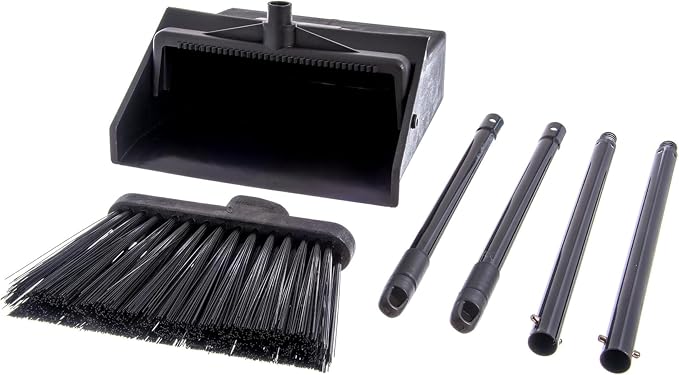 Carlisle FoodService Products Duo-Pan 36" Short Upright Dust Pan & Broom Set, Black