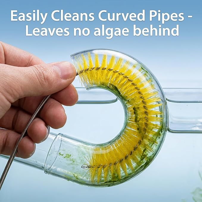 67" Flexible Drain Brush Set, Double Ended Long Hose Pipe Cleaner with 2 Pcs 8.2" Straw Cleaning Brushes, Nylon Tube Cleaner Tool for Refrigerator Defrost, Aquarium Filter, Sink Drain