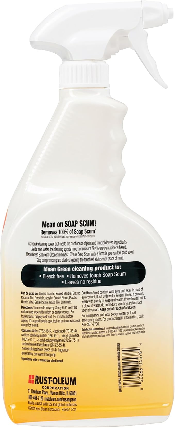 Mean Green Foaming Bathroom Cleaner Spray, Tropical Breeze, 32 oz – Removes 100% of Soap Scum, Shower, Tile, Sink & Bathroom Surfaces