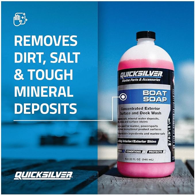 Quicksilver Boat Soap for Aluminum and Fiberglass Boats Interior/Exterior, PWC and Recreational Vehicles - 32 oz.