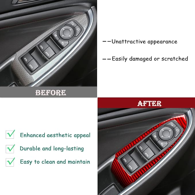 Real Carbon Fiber Trim for Chevy Malibu 9th Gen Accessories | for 2016-2024 Window Lift Button Panel Cover Sticker Interior Thick Overlay Decal