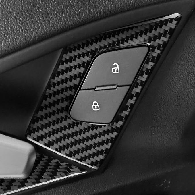 Fit for Audi A3 8Y S3 2021-2025 Real Carbon Fiber Door Lock Stickers | Trim Door Lock Button Cover | Accessories | Anti-scratch