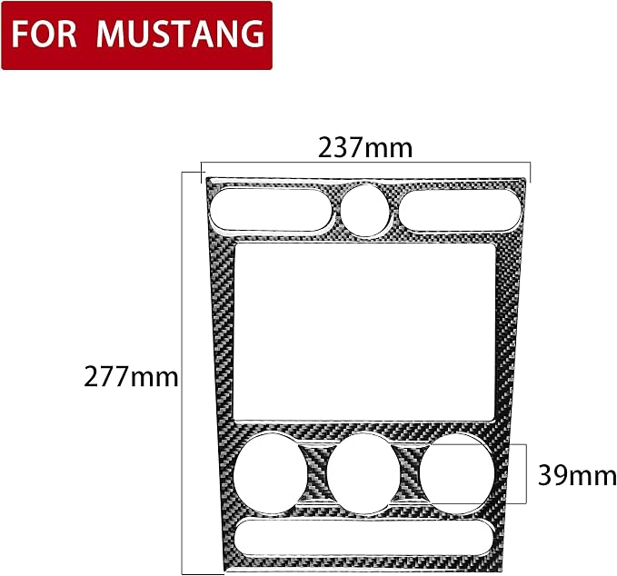 Real Carbon Fiber Trim for Ford Mustang GT Shelby Accessories | for 2005 2006 2007 2008 2009，Central Console A/C CD Player Panel Cover，Thick Overlay Sticker Decal，3PCs