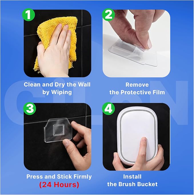 CiLoN 30 Pack Auto-Open Lid Disposable Toilet Bowl Brush & Holder System | Wall-Mounted Disposable Toilet Cleaning Set For Touch-Free Space-Saving Hygienic Modern Bathrooms (Starter Kit + 30 Sponge)