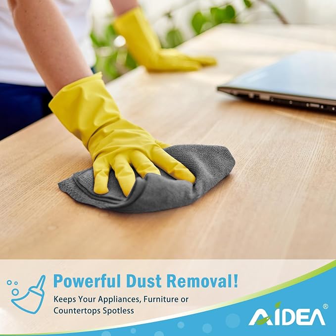 AIDEA Microfiber Cleaning Cloth Grey-400PK, Soft Absorbent Rags, Microfiber Towels for Cars, Kitchen Towels, Dusting Cloth for Home, Window, Cleaning Supplies, 12"×12"