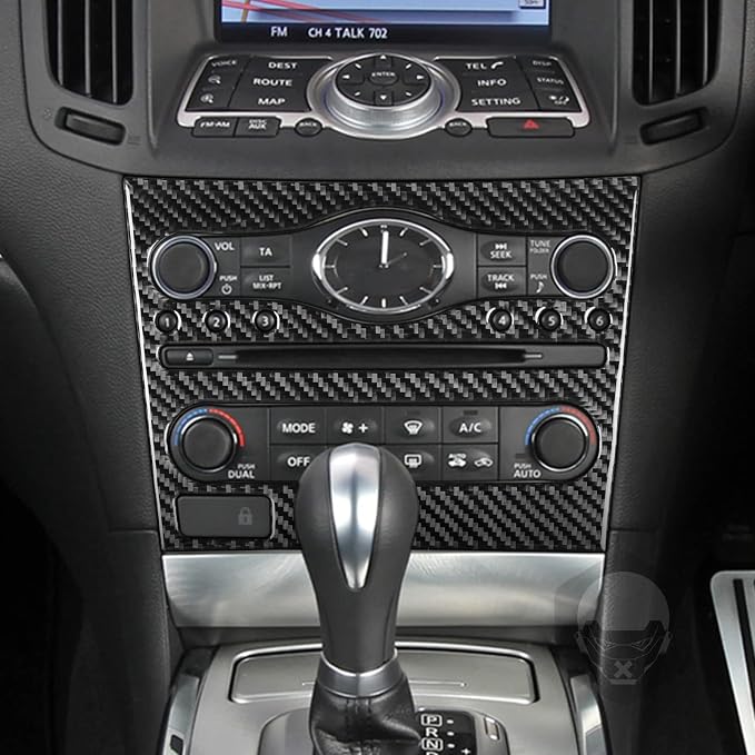 Real Carbon Fiber Trim for Infiniti Accessories | for G35 G37 G25 Q60 Q40 2007-2015 X S Sedan Coupe Convertible Dash CD AC Control Panel Interior Thick Overlay Decal