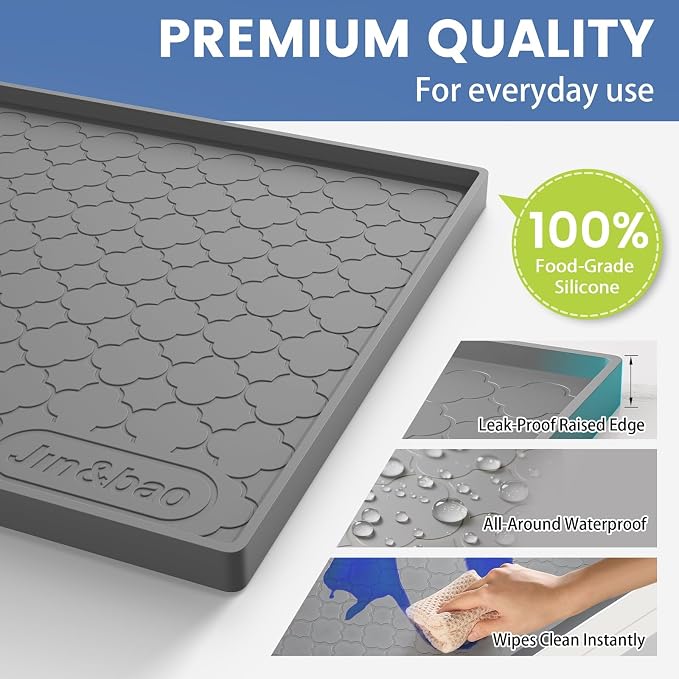 Jin&Bao Waterproof Under Sink Mat 40" x 22", Thick Silicone Mat Cabinet Protector for Kitchen and Bathroom, Shelf Liner, Home Organizer and Storage, Multipurpose Tray for Gadgets and Essentials