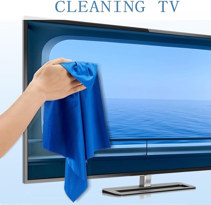 Frienda 12 Pack Large Microfiber Glass Cleaning Cloths 12 x 12 Inch Oversized Sunglasses Cleaning Cloths for Electronics Glasses Screens and Lenses(Blue,Deep Gray)