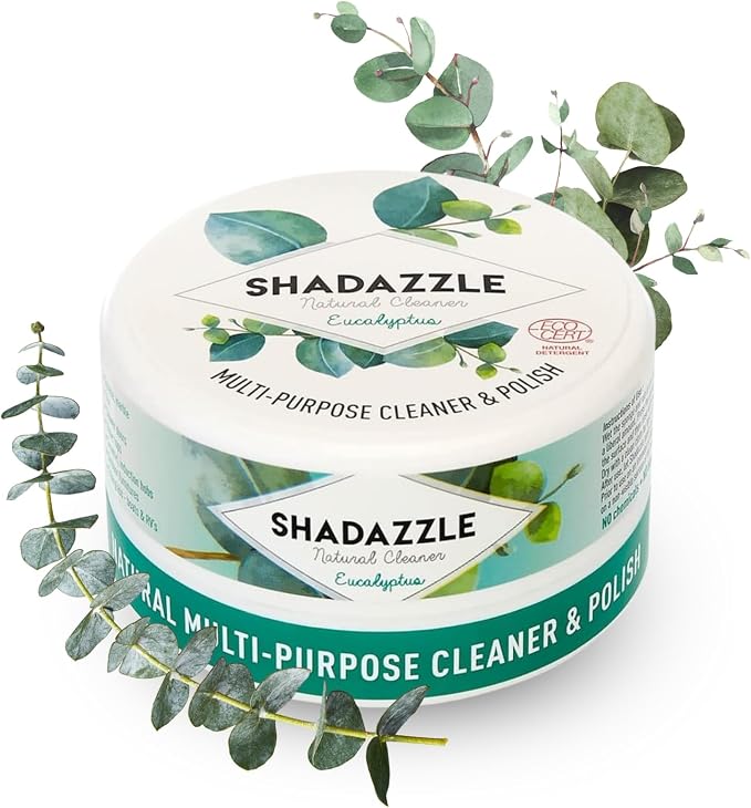 Shadazzle Natural All Purpose Cleaner and Polish, 1 Pack Eucalyptus Scent | Clean & Polish Surfaces, 100% Natural Ingredients, Cleaning Paste, Easy to Rinse, Works on Metals, Ceramics, Marble and More