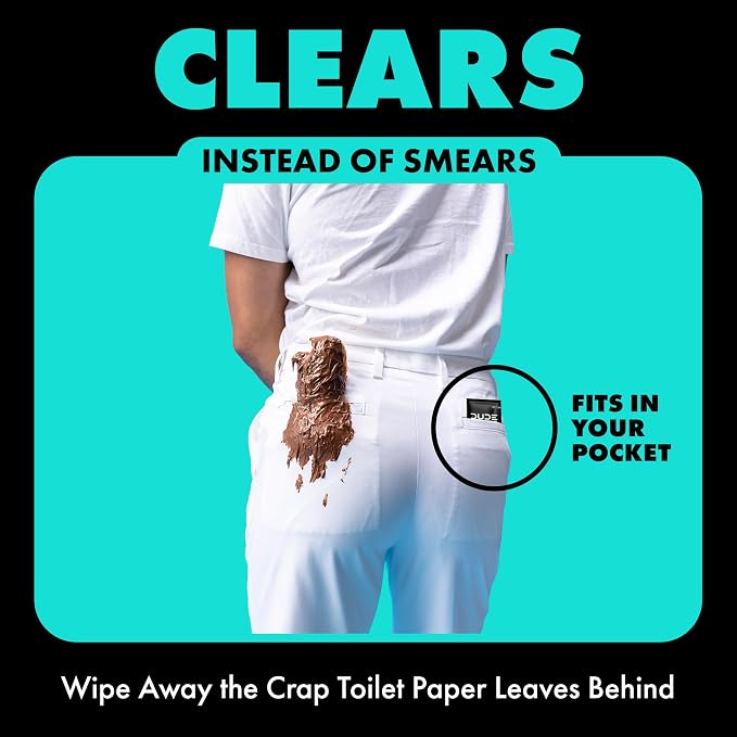 DUDE Wipes On-The-Go Mint Chill Travel Wipes - 30 Count (Individually Wrapped) - Extra-Large Adult Flushable Wipes - Infused with Tea Tree Oil, Vitamin E, and Aloe - Septic and Sewer Safe