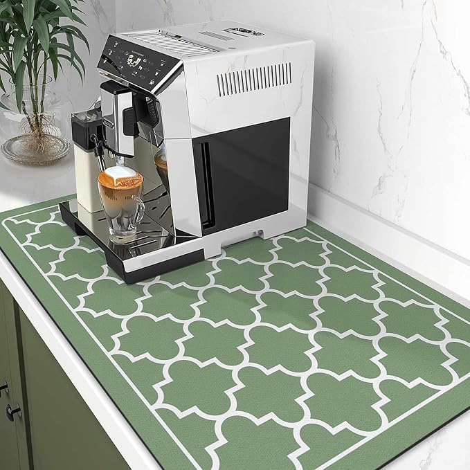 WISELIFE Dish Drying Mat Super Absorbent Drying Mat Large Dish Drying Mats for Kitchen Counter Easy Clean Dish Mat Kitchen Drying Mat16"x 24" Stylish Green