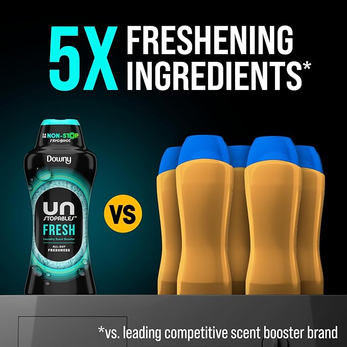 Downy Unstopables in Wash Scent Booster Beads, Fresh Scent, 24 oz, White, Laundry Beads for Odor Protection, Scent Booster Beads, Laundry Scent Boosters