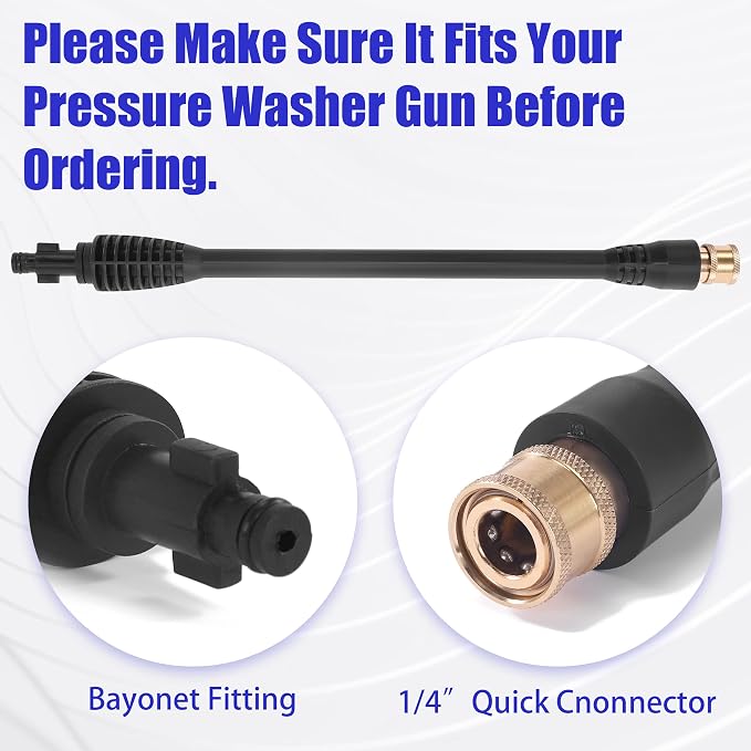 FIXFANS Pressure Washer Wand 16 Inch Compatible with Ryobi, Portland, Husky | Replacement Power Washer Wand with 1/4” Quick Connect, 5 Spray Nozzles, 1 Tips Holder, Black