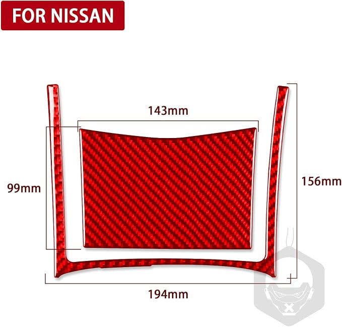 Red Real Carbon Fiber Trim for Nissan Rogue Accessories | for 2014-2020 / Rogue Sport 2017-2022 Storage Box Cover Sticker Interior Thick Overlay Decal