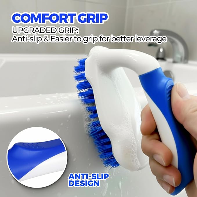 Holikme 6 Pack Cleaning Brush Scrub Brush Kitchen Brush for Floor,Blue | Scrub Brushes for Cleaning, Heavy-Duty Scrub Brush, Stiff Bristles Cleaning Brush for Kitchen Bathtub Floor and Wall