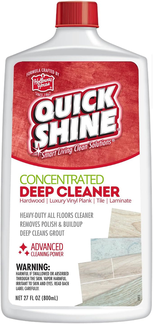 Quick Shine Multi Surface Deep Floor Cleaner and Remover 27oz | Removes Wax Build-Up, Revitalizes Floors & Cleans Grout | Use on Hardwood, Laminate, LVT, Tile and Stone | Pro-Level Cleaning