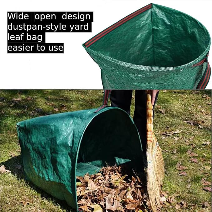 2-Pack 40-Gallon Heavy-Duty Reusable Yard Waste Bags with Gloves | For leaves, lawn, grass clippings, camping. Durable, foldable, easy carry and storage