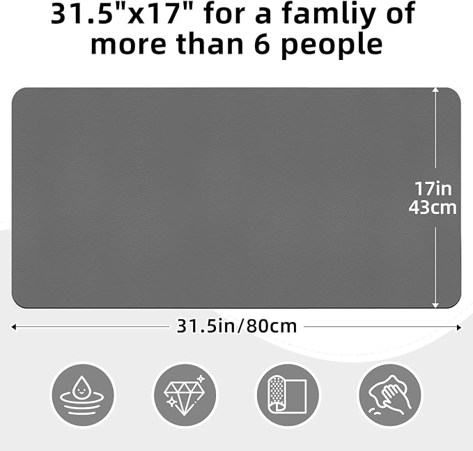 LOPNUR Kitchen Dish Drying Mat, 31.5"x17" Extra Large Dish Drying Mats for Kitchen Counter, Diatomite Coffee Mat, Super Absorbent Dish Drying Pad, Heat Resistant Mat with Anti-slip Rubber Backed, Grey