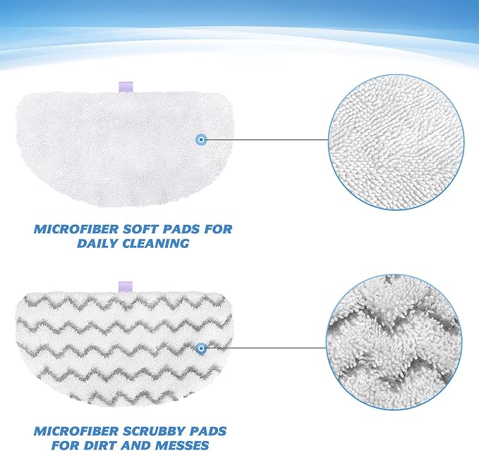Tidy Monster 6 Pack Steam Mop Replacement Pads Compatible with Bissell Powerfresh Steam Mop 1940 1806 1544 1440 2075A 2685A Series, Part # 5938 & 203-2633, 1606668 & 1606669 (3Plush+3Scrub Plush)