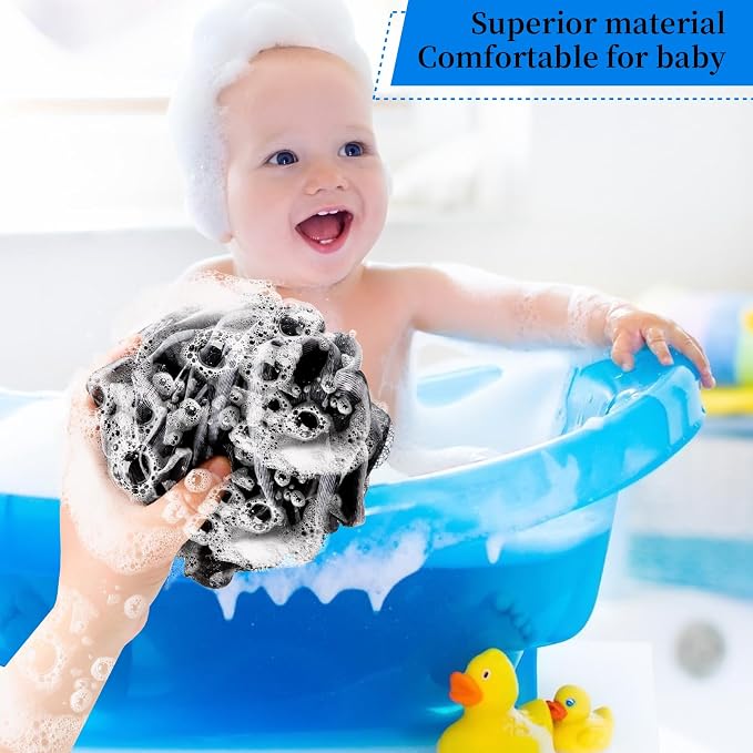 FARMOGA Bath Loofah Sponge Back Scrubber Shower Sponge Soft Mesh Exfoliator Pouf Shower Ball Bath Sponges for Women and Men Bath Accessories