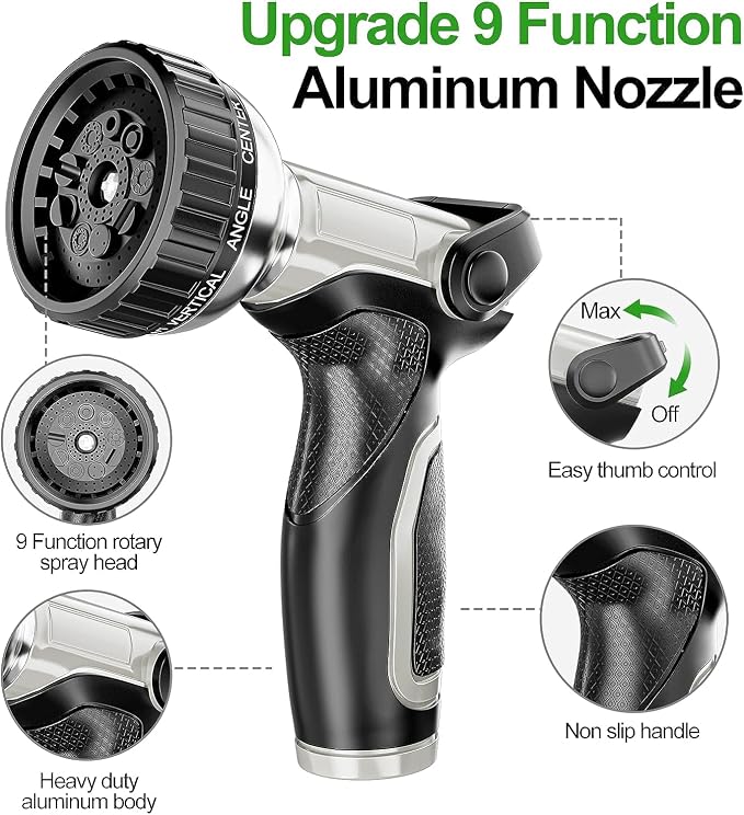SPECILITE 175ft 304 Stainless Steel Metal Garden Hose with Nozzle | Puncture Resistant, Flexible, Never Kink & Tangle, Heavy Duty Water Pipe for Yard, Outdoor, Lawn