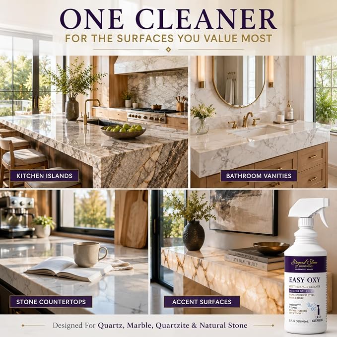 pH Neutral Stone Cleaner for Quartz, Marble, Quartzite & Natural Stone Countertops, Daily Care Formula for Surfaces That Require Special Care, Safe Stone Countertop Cleaner for Everyday Use, 32 oz