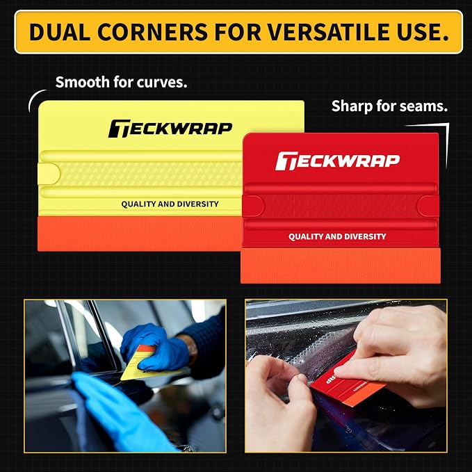 TECKWRAP Felt Squeegee for Vinyl Wrap Window Tint, Soft/Hard | Pro Car Wrap Tool Kit with 2 Hardness Levels Scratch-Free Tool for PPF, Decal, Inkjet Sticker Paper & Wallpaper DIY Projects