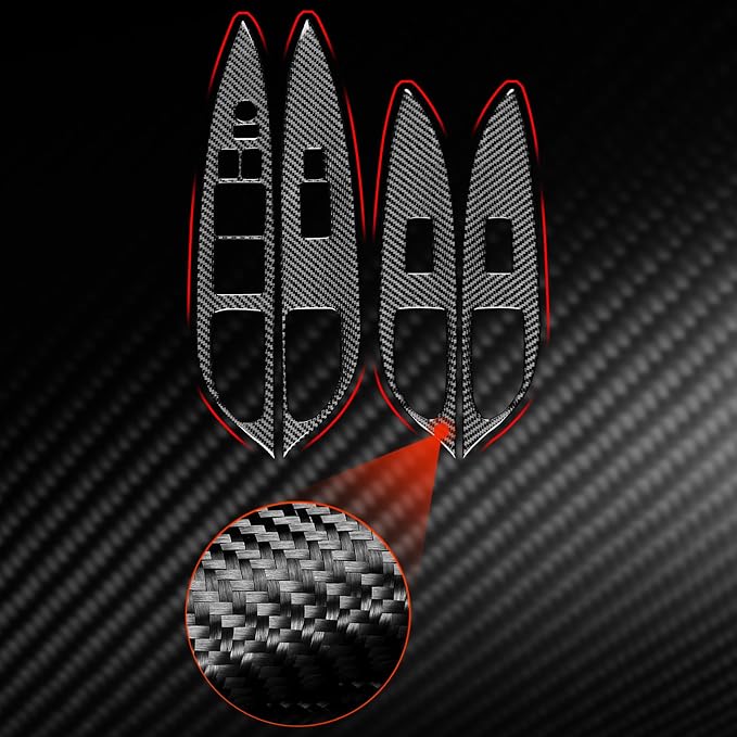 Real Carbon Fiber Trim for Infiniti Accessories | for G37 G25 Q60 Q40 X S Sedan 2008-2015 2009 2010 2011 2012 2013 2014 Window Lift Switch Panel Thick Overlay Decal - B