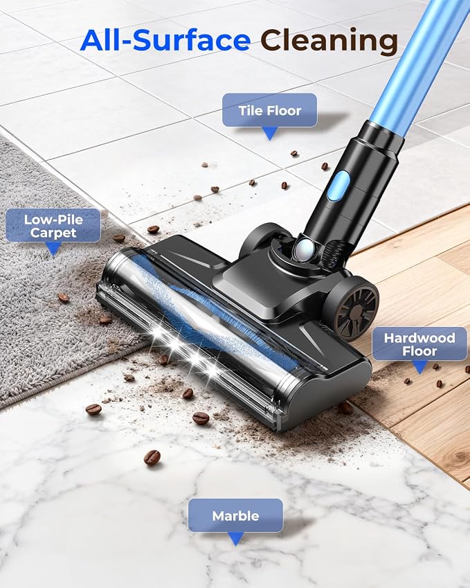 UML0 N8 Cordless Vacuum Cleaner,Lightweight Stick Vacuum with Powerful Suction,2200mAh Battery,40 Mins Runtime,Self-Standing, Rechargeable Vacuum Cleaners for Home Hardwood Floor Carpet Pet Hair