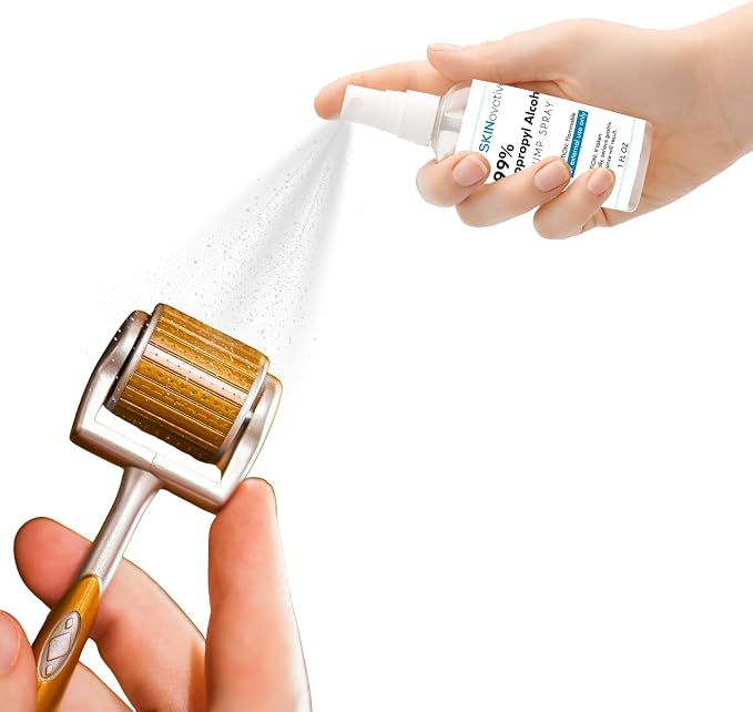 99% Isopropyl Alcohol Spray Disinfectant, Derma Roller Cleansing Spray, Microneedling Cleaning, Portable Isopropyl Alcohol 99 Percent Sterilizing Solution, Sanitizes on Contact, 1 Oz