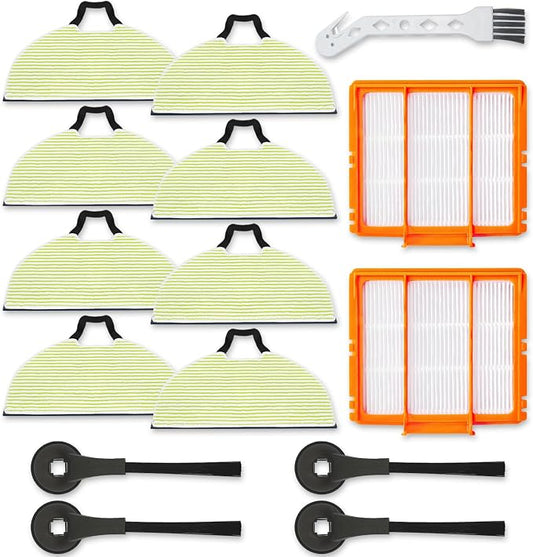 Mop Pads Compatible for Shark RV2610WA RV2620WA RV2410WD AV2610WA | AI Ultra 2- in-1 Matrix Clean Robot Vacuum models Spare Parts Accessories, 8 Mop Pads, 2 HEPA Filter, 4 Side Brushes