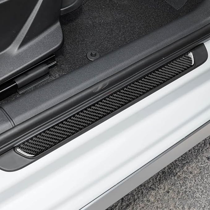 Carbon Fiber Door Sill Guard Stickers Fit for Audi A3 8Y S3 2021-2025 | Door Sill Guard Protections Trim Scuff Plate Decorations | Accessories | Anti-scratch | Self-adhesive