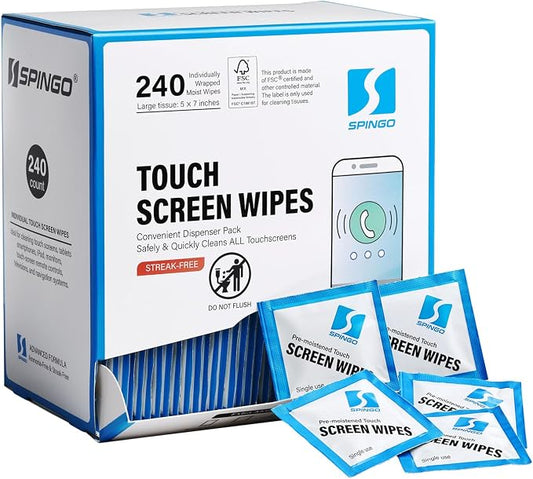 240 Count Screen Wipes, Screen Cleaner Wipes for Electronics, Touchscreens | Streak-Free & Scratch-Free Electronics wipes for Phone, Laptop, Computer, Monitor, Touchscreens, Care Screens, Eyeglasses.