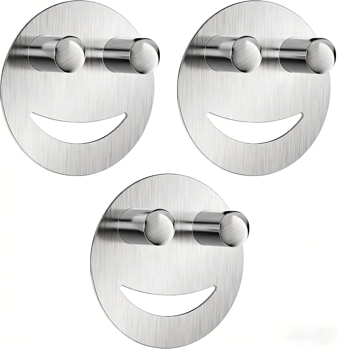 Yoshiky 3 Pack Stainless Steel Smiley Face Dish Sponge Holder, Silver Sink Caddy Organizer Storage with Suction Cup for Kitchen, Kitchen Accessories Decor Scrubber-Silver
