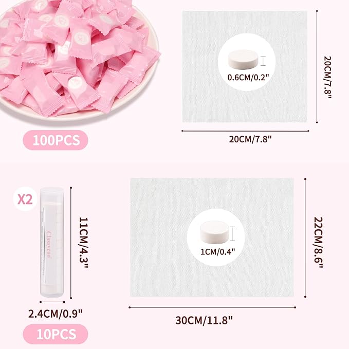 Classycoo Compressed Towel 120 PCS with 2 Carrying Cases,Disposable Mini Tablets Portable Face Towel Cotton Coin Tissue for Travel, Camping, Hiking, Sport, Home Hand Wipes, Outdoor Activities (Pink)