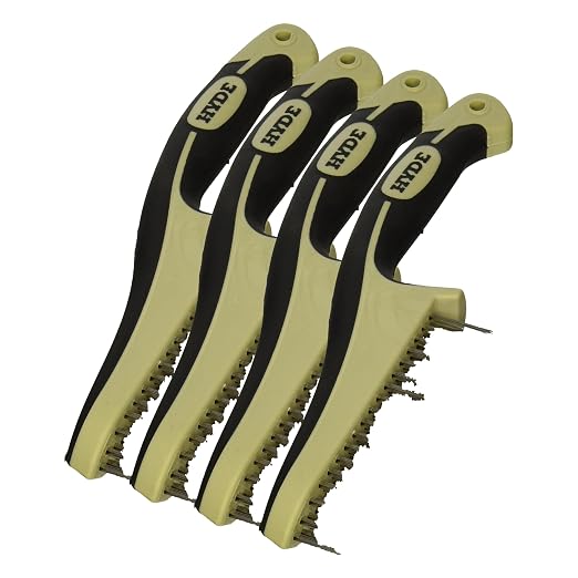 Hyde - 181348 HYDE 46842 Stainless Steel Wire Brush with Narrow Profile, 11-inch, MAXXGRIP PRO (Pack of 4)